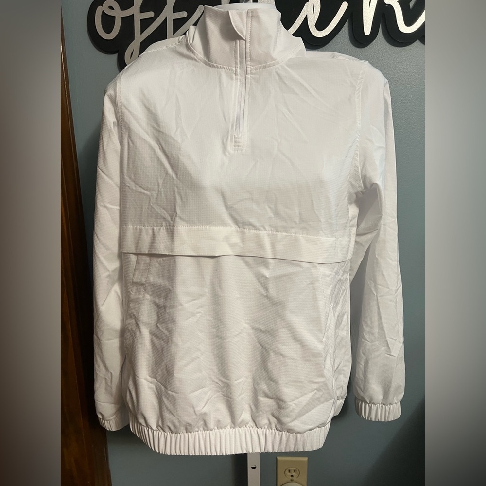 🇺🇸$3🇺🇸 Ebb & Flow White Half-Zip Pullover Windbreaker Jacket Small **Call out